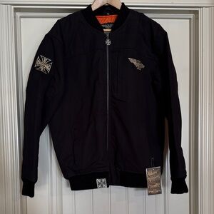 West Coast Choppers Men's Black Bomber Jacket with Embroidered Patches